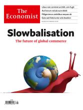 Capa da revista The Economist, de fevereiro-março de 2019, com caracol representando a economia mundial em desaceleração